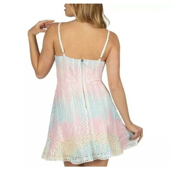 NWT Speechless Rainbow Lace Short Summer Mini Dress Juniors Size XS - Picture 2 of 6